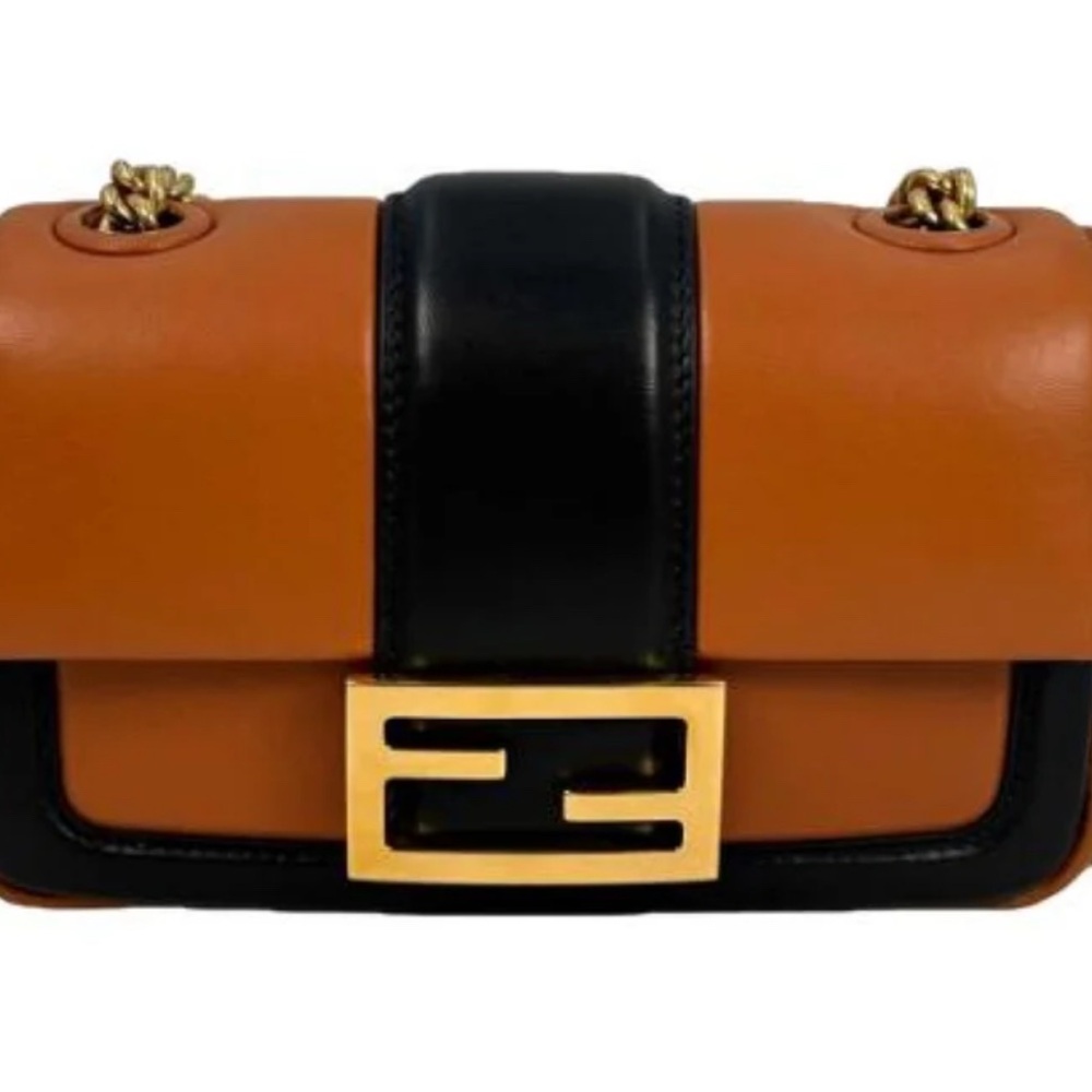 Fendi Brown and Black Leather Shoulder Bag